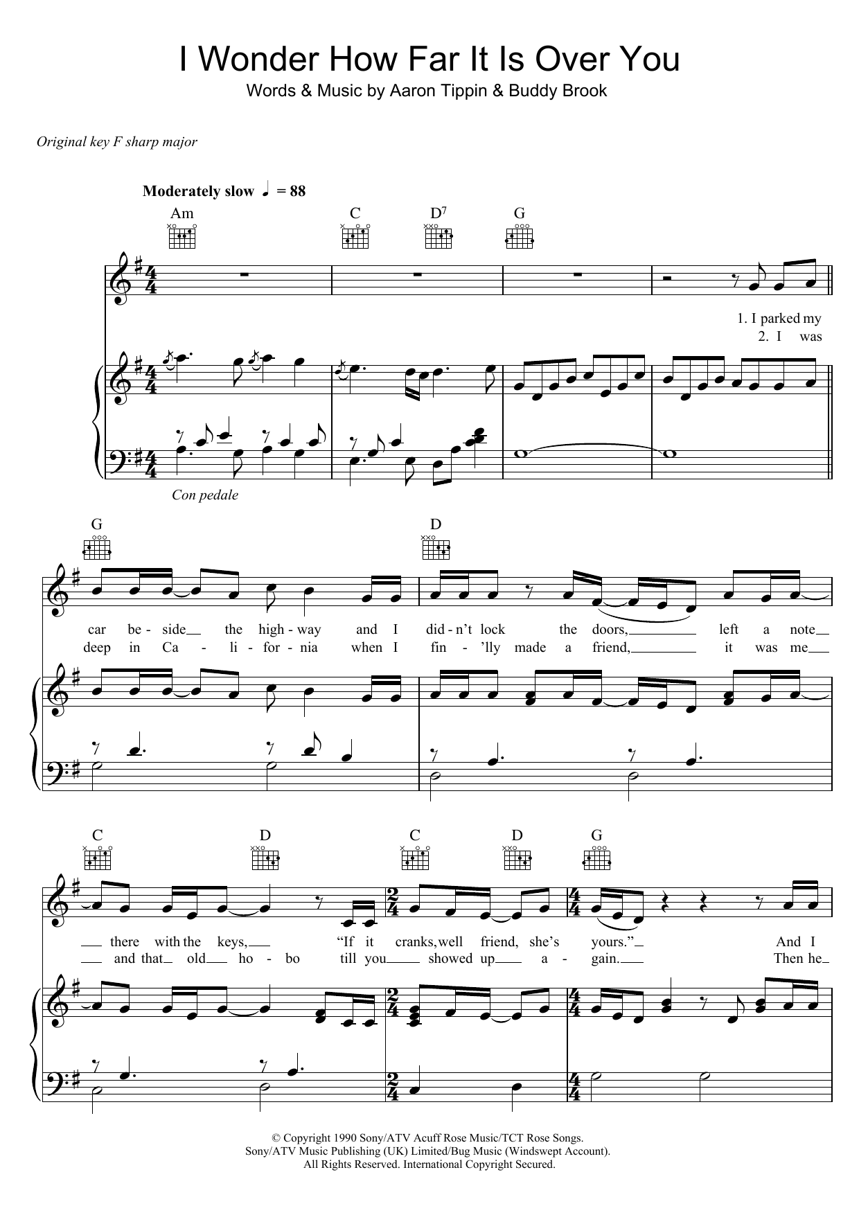 Download Aaron Tippin I Wonder How Far It Is Over You Sheet Music