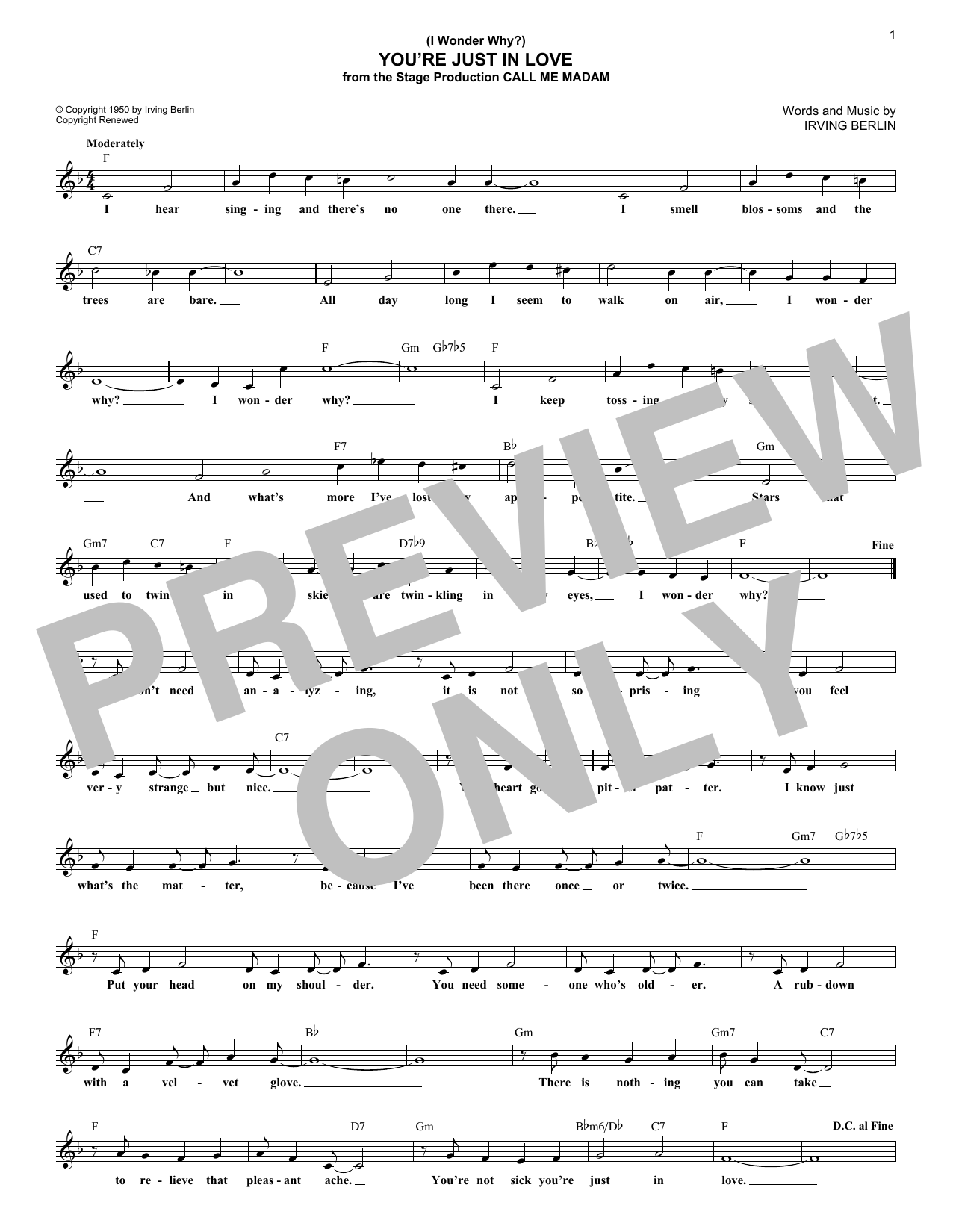 Download Irving Berlin (I Wonder Why?) You're Just In Love Sheet Music