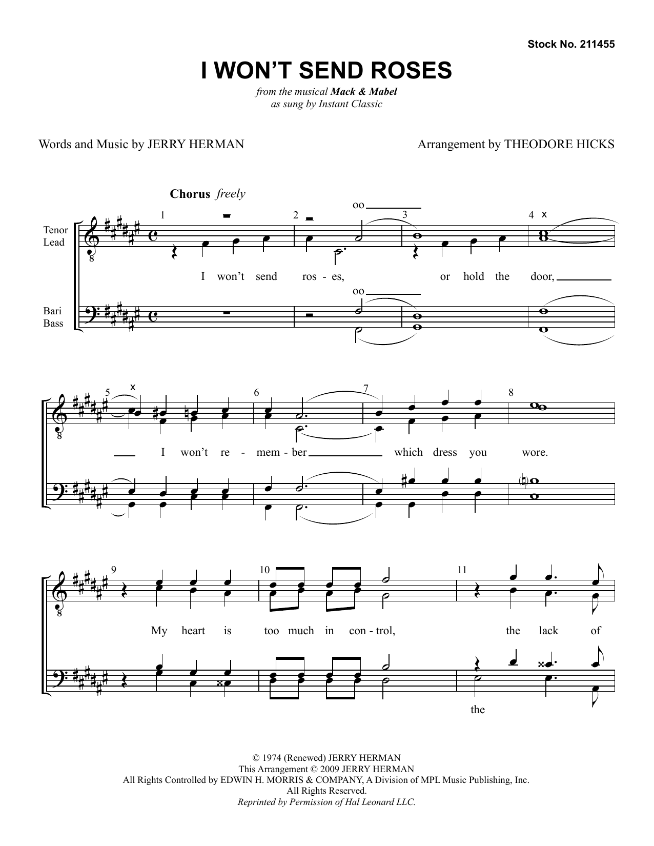 Download Instant Classic I Won't Send Roses (from Mack & Mabel) Sheet Music