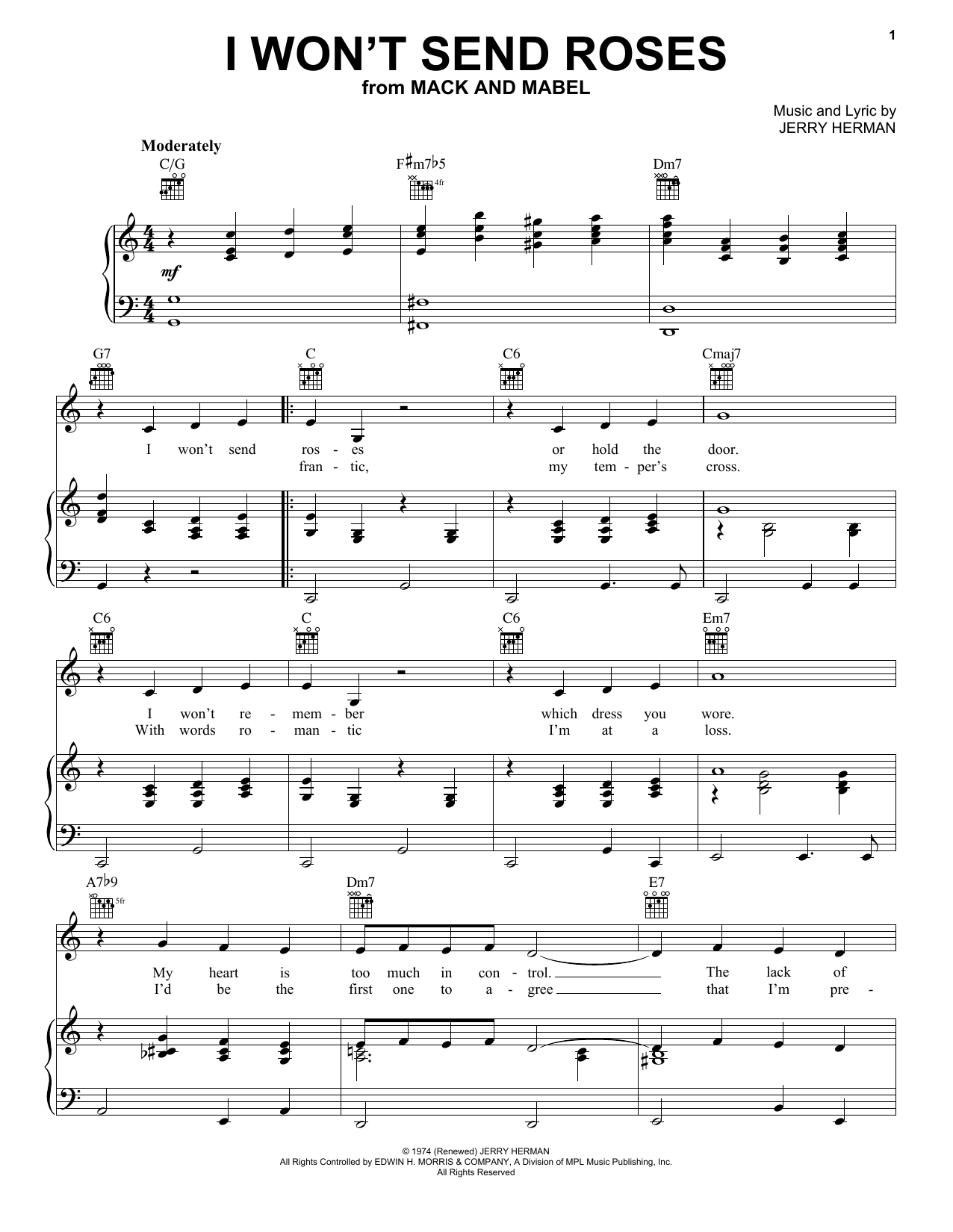 Michael Feinstein I Won't Send Roses sheet music notes printable PDF score