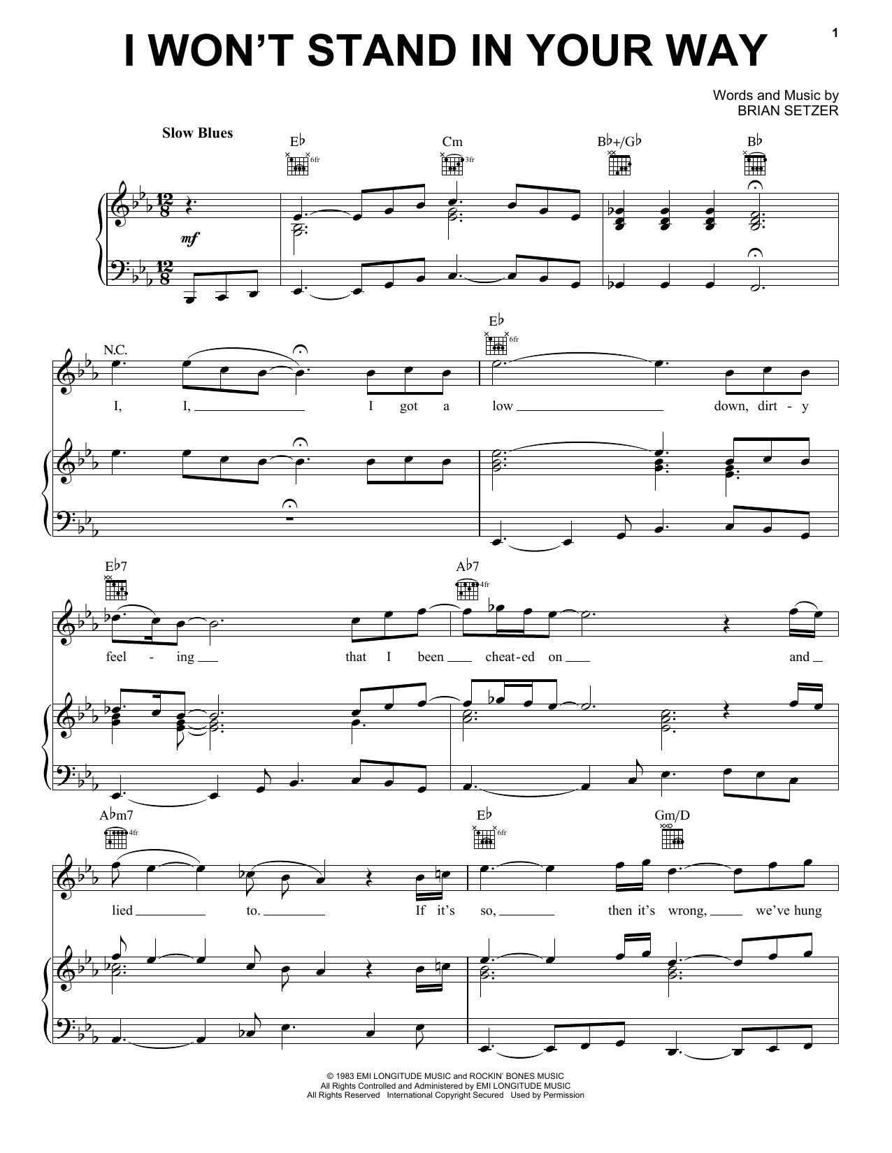 Download Stray Cats I Won't Stand In Your Way Sheet Music