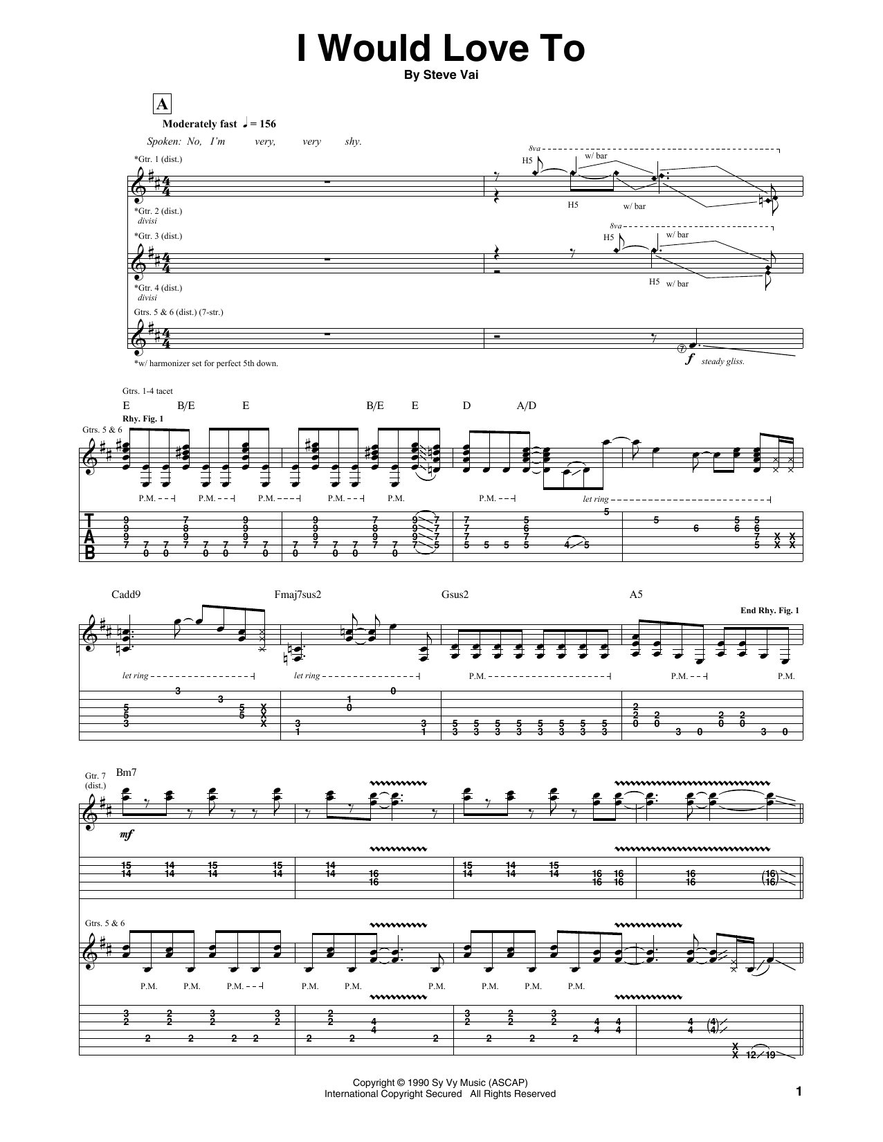 Download Steve Vai I Would Love To Sheet Music