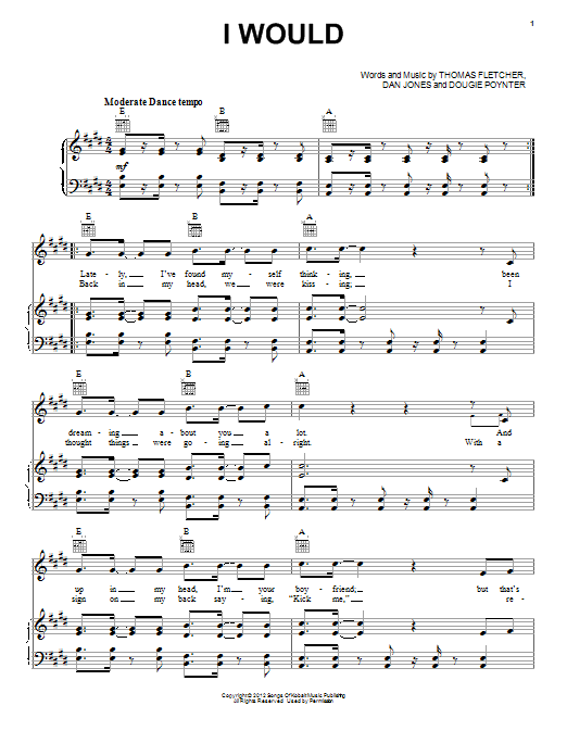 Download One Direction I Would Sheet Music