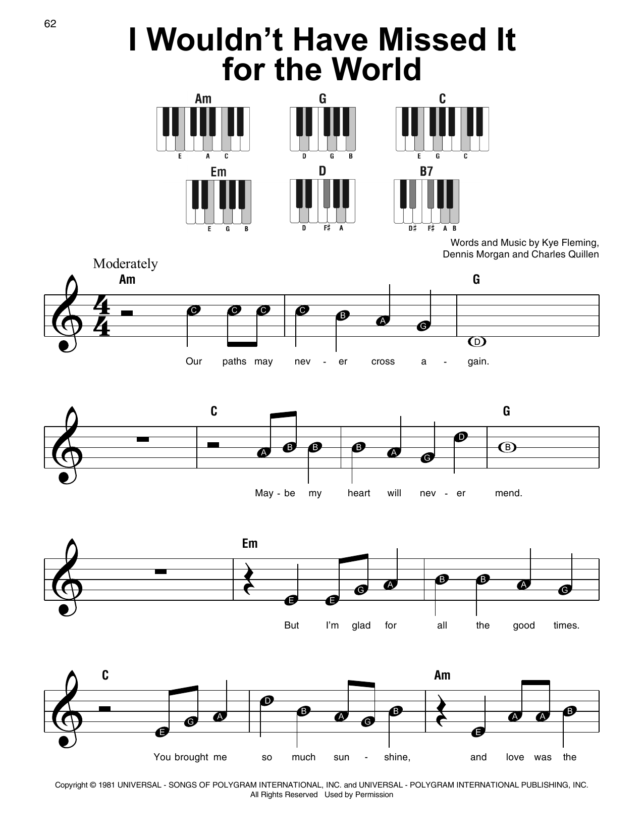 Download Ronnie Milsap I Wouldn't Have Missed It For The World Sheet Music
