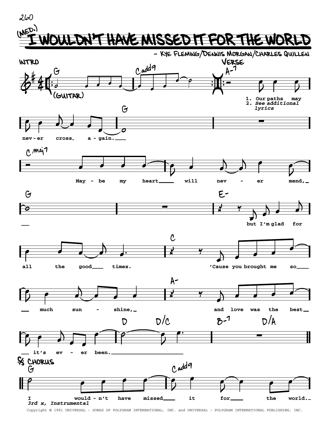 Download Ronnie Milsap I Wouldn't Have Missed It For The World Sheet Music