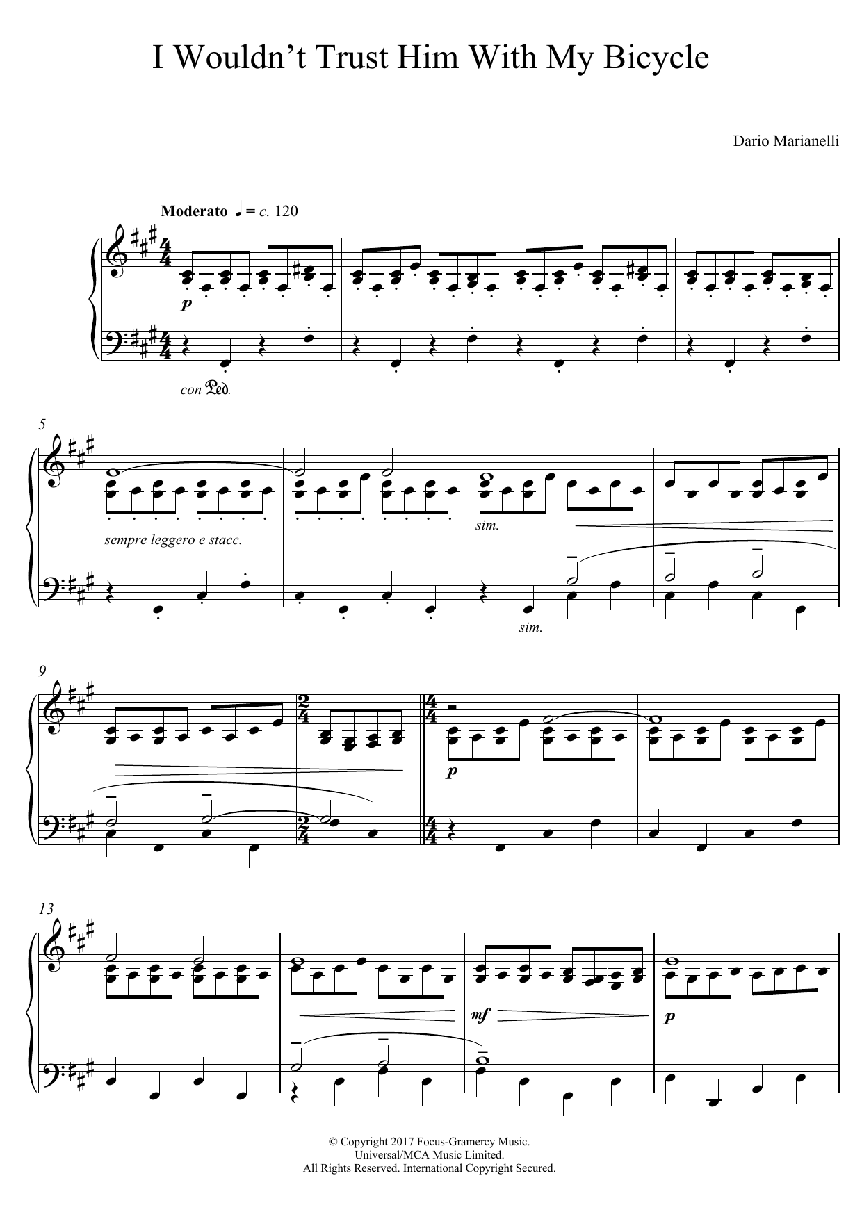 Download Dario Marianelli I Wouldn't Trust Him With My Bicycle (f Sheet Music