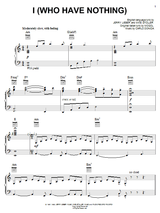 Carlo Donida I (Who Have Nothing) sheet music notes printable PDF score