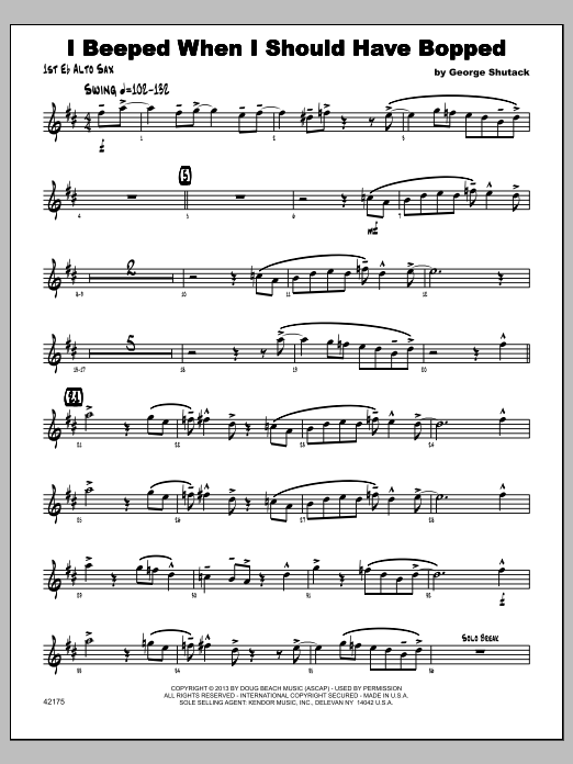 Download George Shutack I Beeped When I Should Have Bopped - 1s Sheet Music