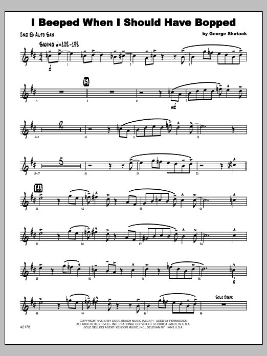 Download George Shutack I Beeped When I Should Have Bopped - 2n Sheet Music