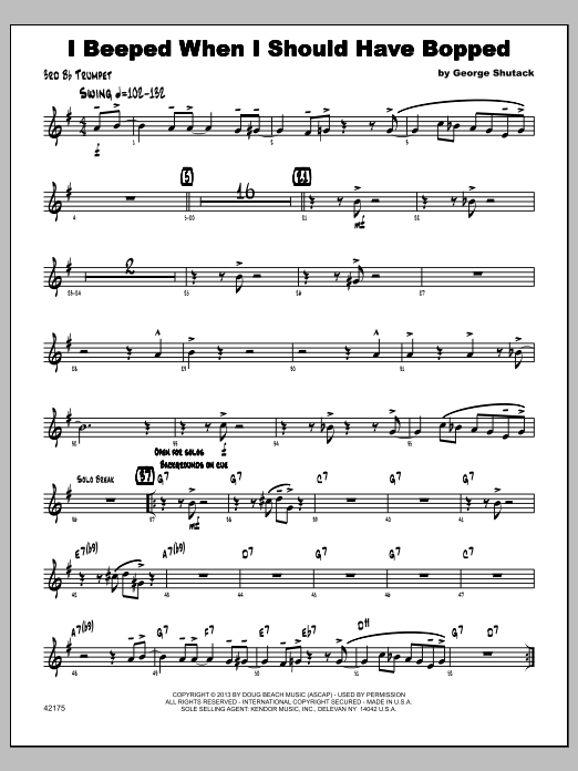 Download George Shutack I Beeped When I Should Have Bopped - 3r Sheet Music