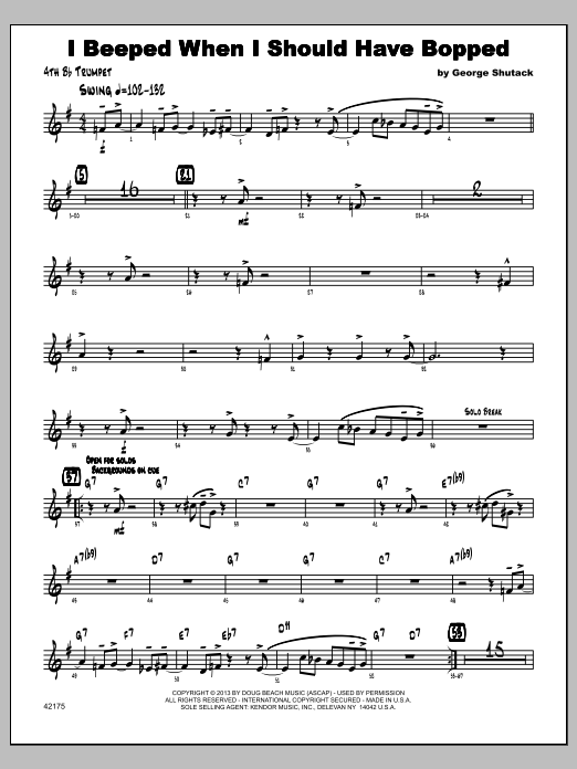 Download George Shutack I Beeped When I Should Have Bopped - 4t Sheet Music