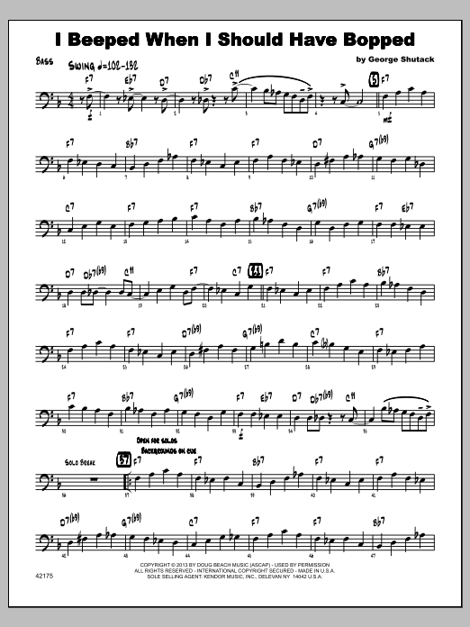 Download George Shutack I Beeped When I Should Have Bopped - Ba Sheet Music