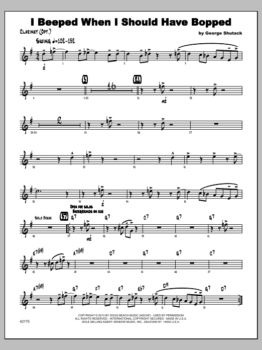 Download George Shutack I Beeped When I Should Have Bopped - Bb Sheet Music