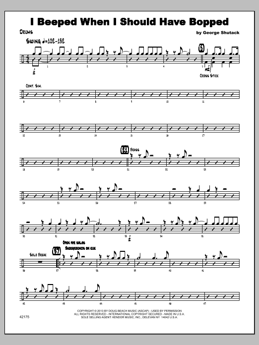 Download George Shutack I Beeped When I Should Have Bopped - Dr Sheet Music