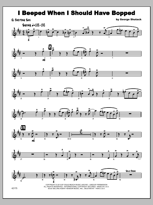 Download George Shutack I Beeped When I Should Have Bopped - Eb Sheet Music