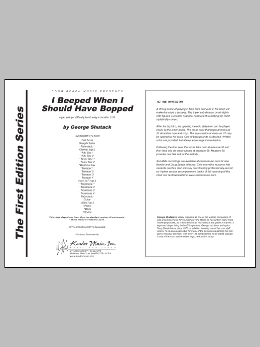 Download George Shutack I Beeped When I Should Have Bopped - Fu Sheet Music