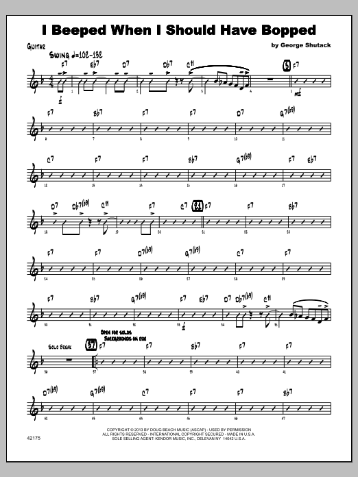 Download George Shutack I Beeped When I Should Have Bopped - Gu Sheet Music