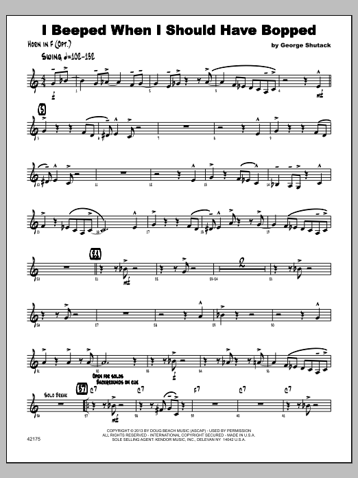 Download George Shutack I Beeped When I Should Have Bopped - Ho Sheet Music