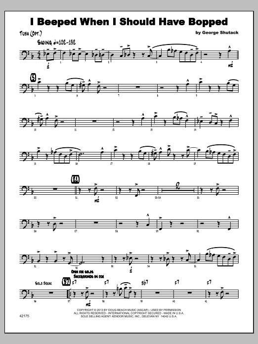Download George Shutack I Beeped When I Should Have Bopped - Tu Sheet Music