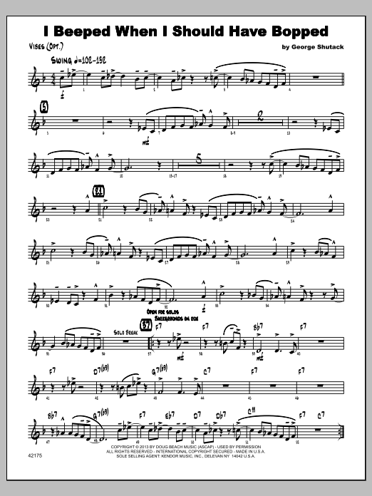 Download George Shutack I Beeped When I Should Have Bopped - Vi Sheet Music