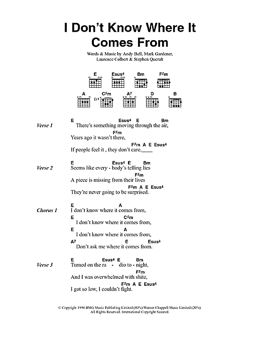 Download Ride I Don't Know Where It Comes From Sheet Music