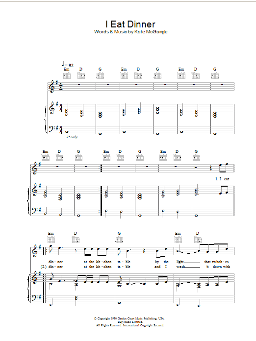 Rufus Wainwright & Dido I Eat Dinner (from Bridget Jones: The Edge Of Reason) sheet music notes printable PDF score