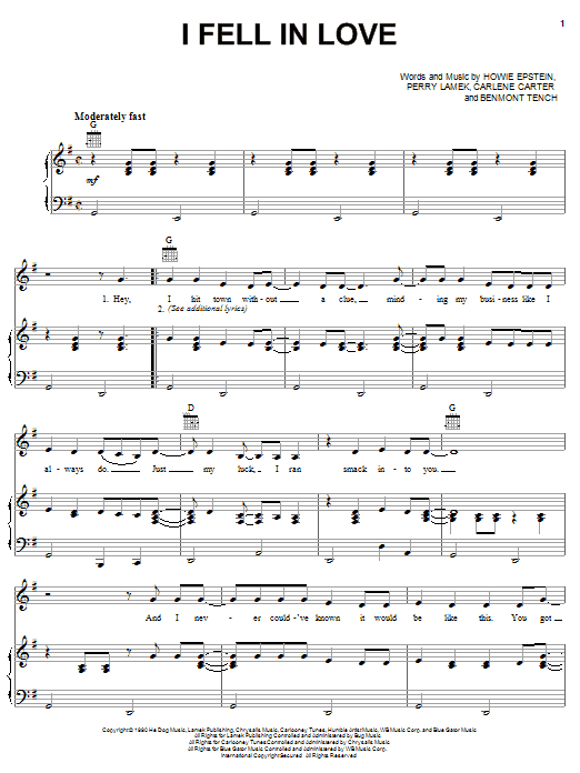 Carlene Carter I Fell In Love sheet music notes printable PDF score