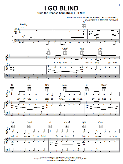 Hootie & The Blowfish I Go Blind sheet music notes printable PDF score