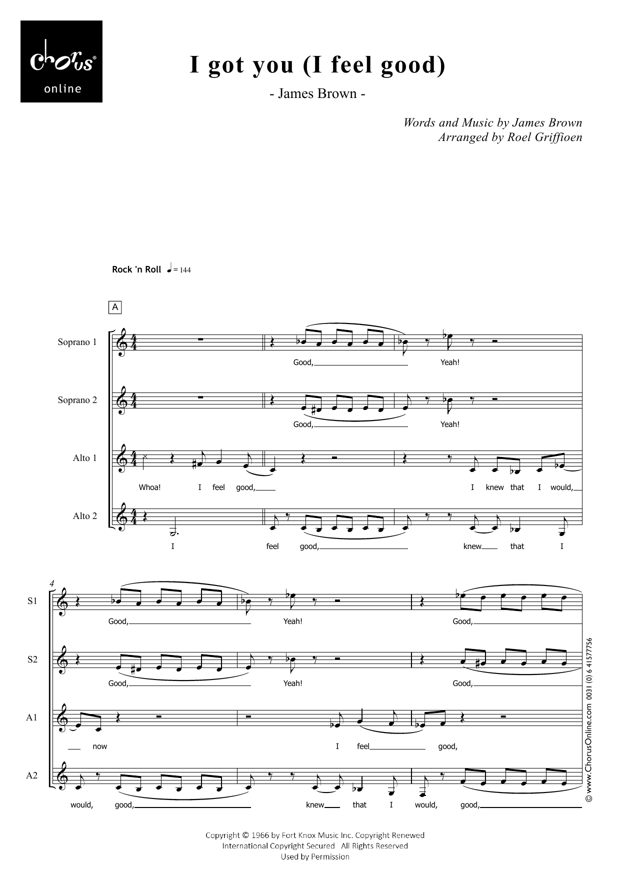 James Brown I Got You (I Feel Good) (arr. Roel Griffioen) sheet music notes printable PDF score