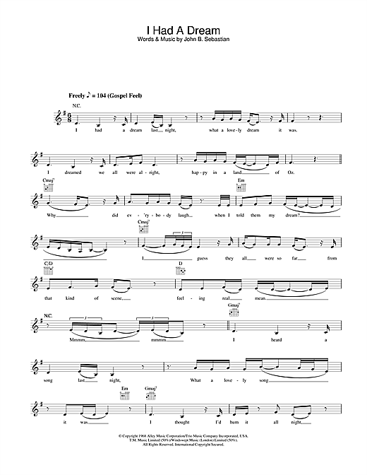 Joss Stone I Had A Dream sheet music notes printable PDF score