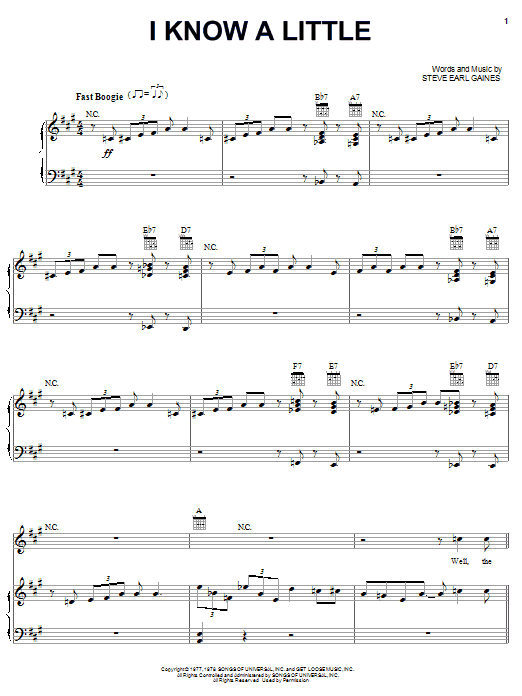 Lynyrd Skynyrd I Know A Little sheet music notes printable PDF score