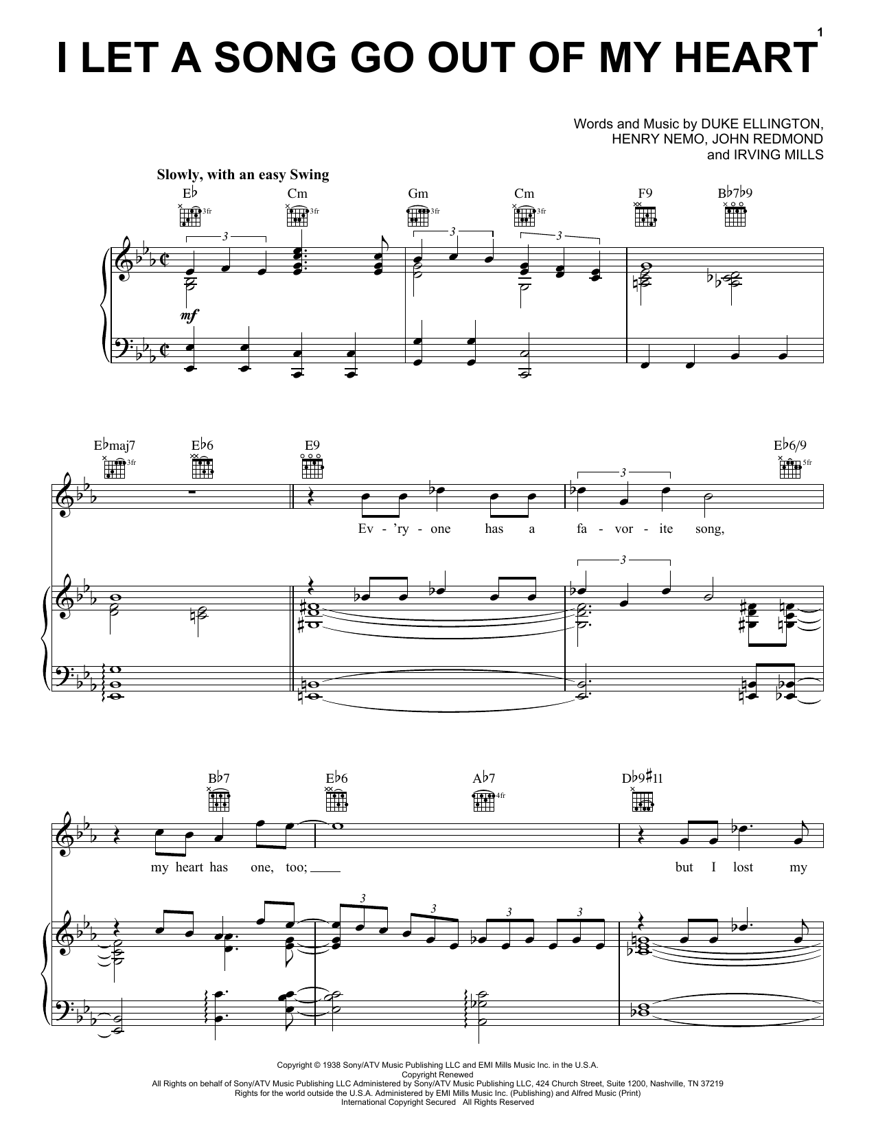 Duke Ellington I Let A Song Go Out Of My Heart sheet music notes printable PDF score