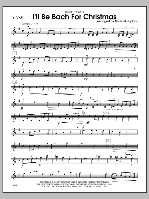 Download Michael Hopkins I'll Be Bach For Christmas - 1st Violin Sheet Music