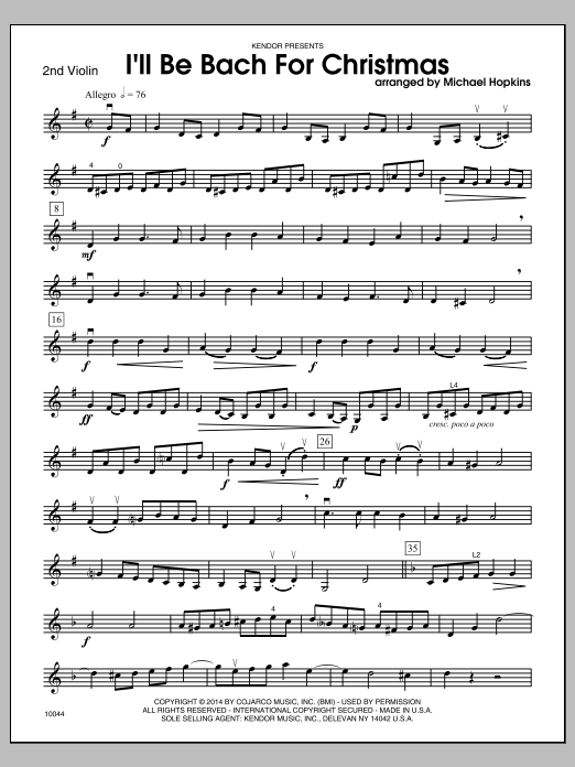Download Michael Hopkins I'll Be Bach For Christmas - 2nd Violin Sheet Music