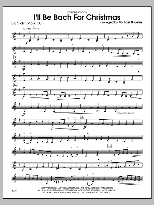 Download Michael Hopkins I'll Be Bach For Christmas - 3rd Violin Sheet Music