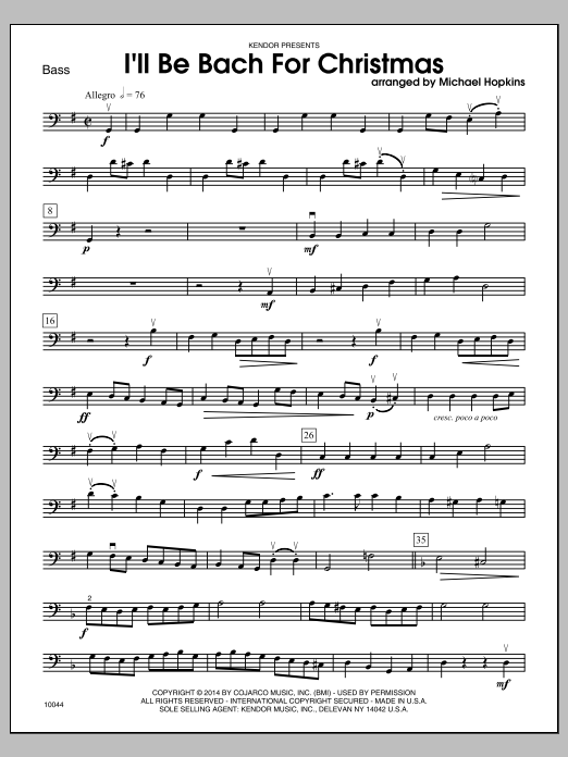 Download Michael Hopkins I'll Be Bach For Christmas - Bass Sheet Music
