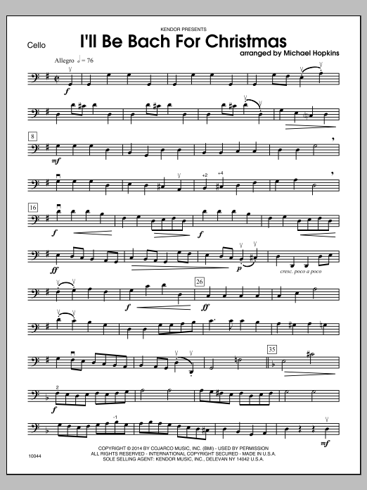 Download Michael Hopkins I'll Be Bach For Christmas - Cello Sheet Music