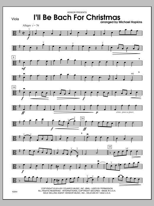 Download Michael Hopkins I'll Be Bach For Christmas - Viola Sheet Music