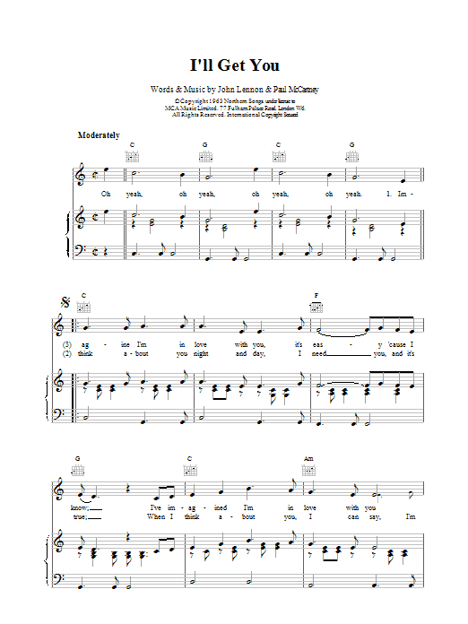 The Beatles I'll Get You sheet music notes printable PDF score