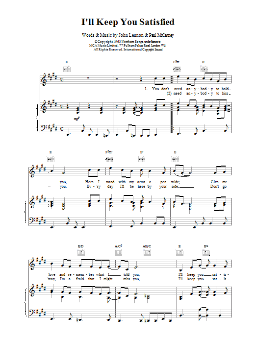 The Beatles I'll Keep You Satisfied sheet music notes printable PDF score