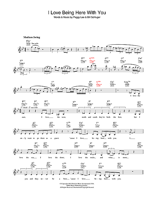 Diana Krall I Love Being Here With You sheet music notes printable PDF score