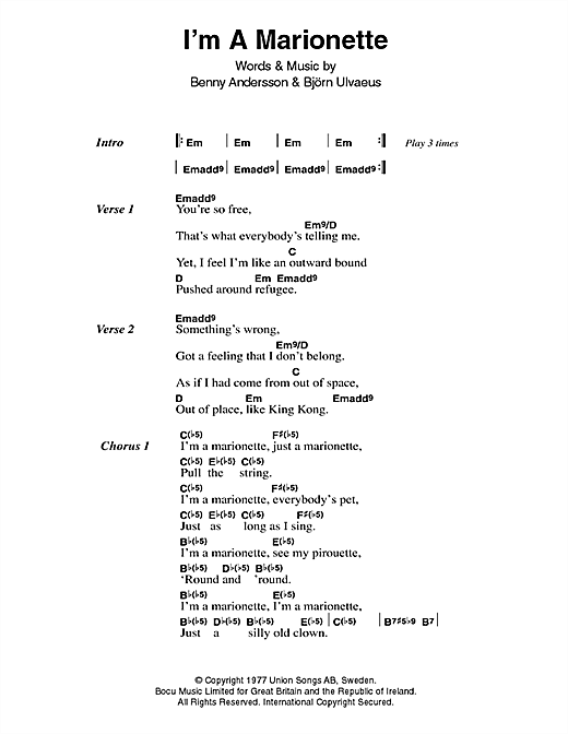 Download ABBA I'm A Marionette Sheet Music