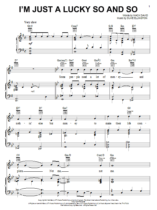 Duke Ellington I'm Just A Lucky So And So sheet music notes printable PDF score