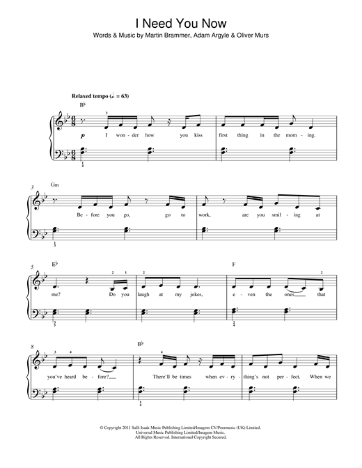 Download Olly Murs I Need You Now Sheet Music