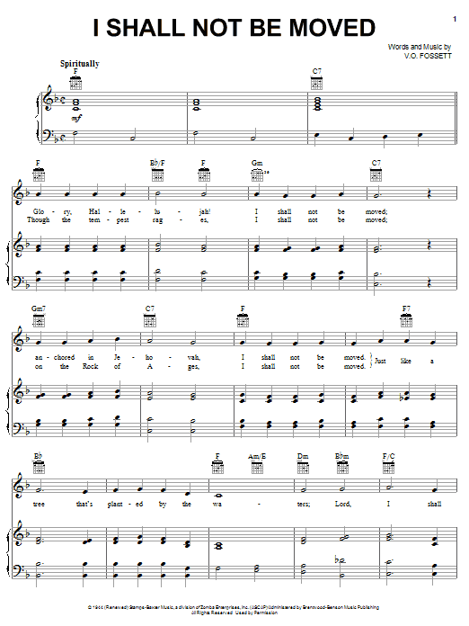 Johnny Cash I Shall Not Be Moved sheet music notes printable PDF score