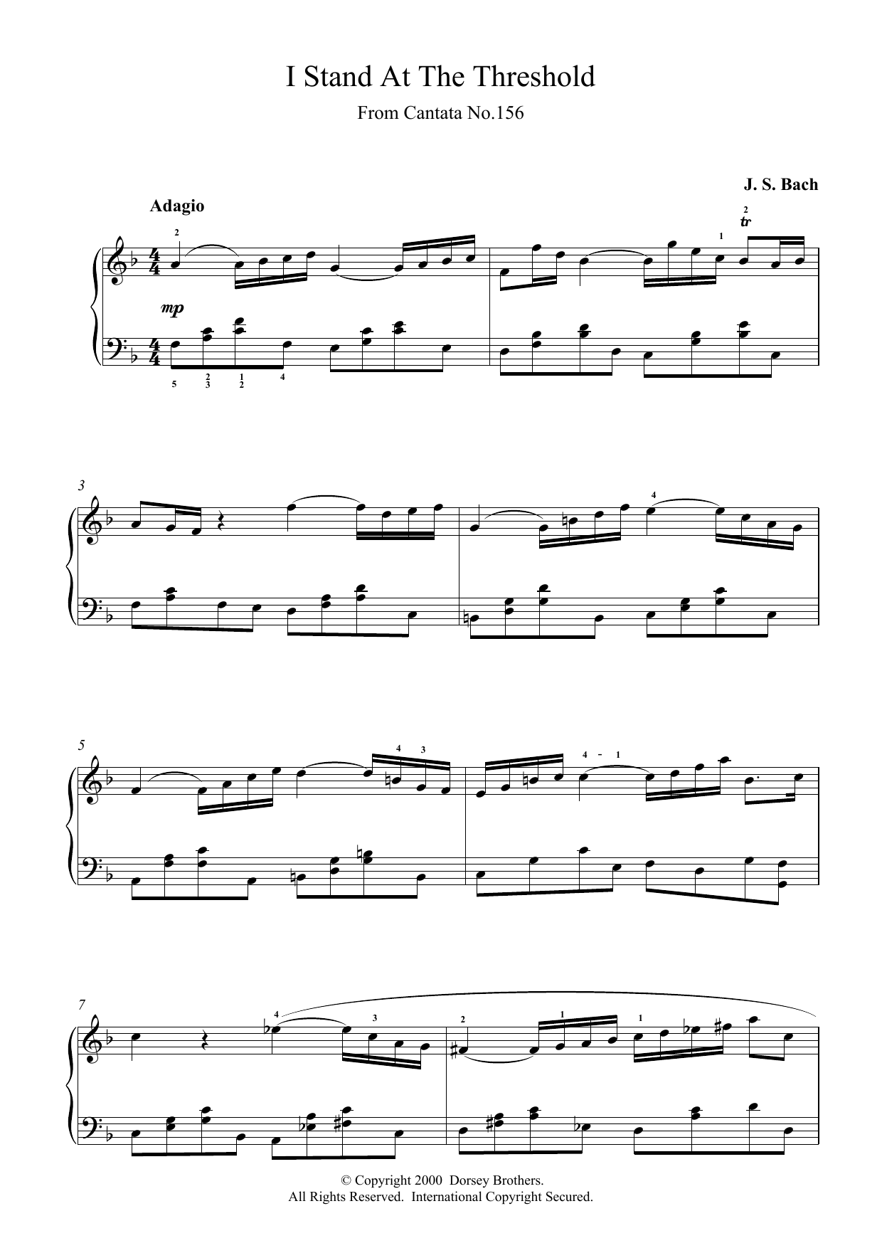 Johann Sebastian Bach I Stand At The Threshold sheet music notes printable PDF score