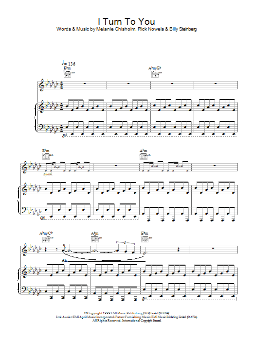 Melanie C I Turn To You sheet music notes printable PDF score