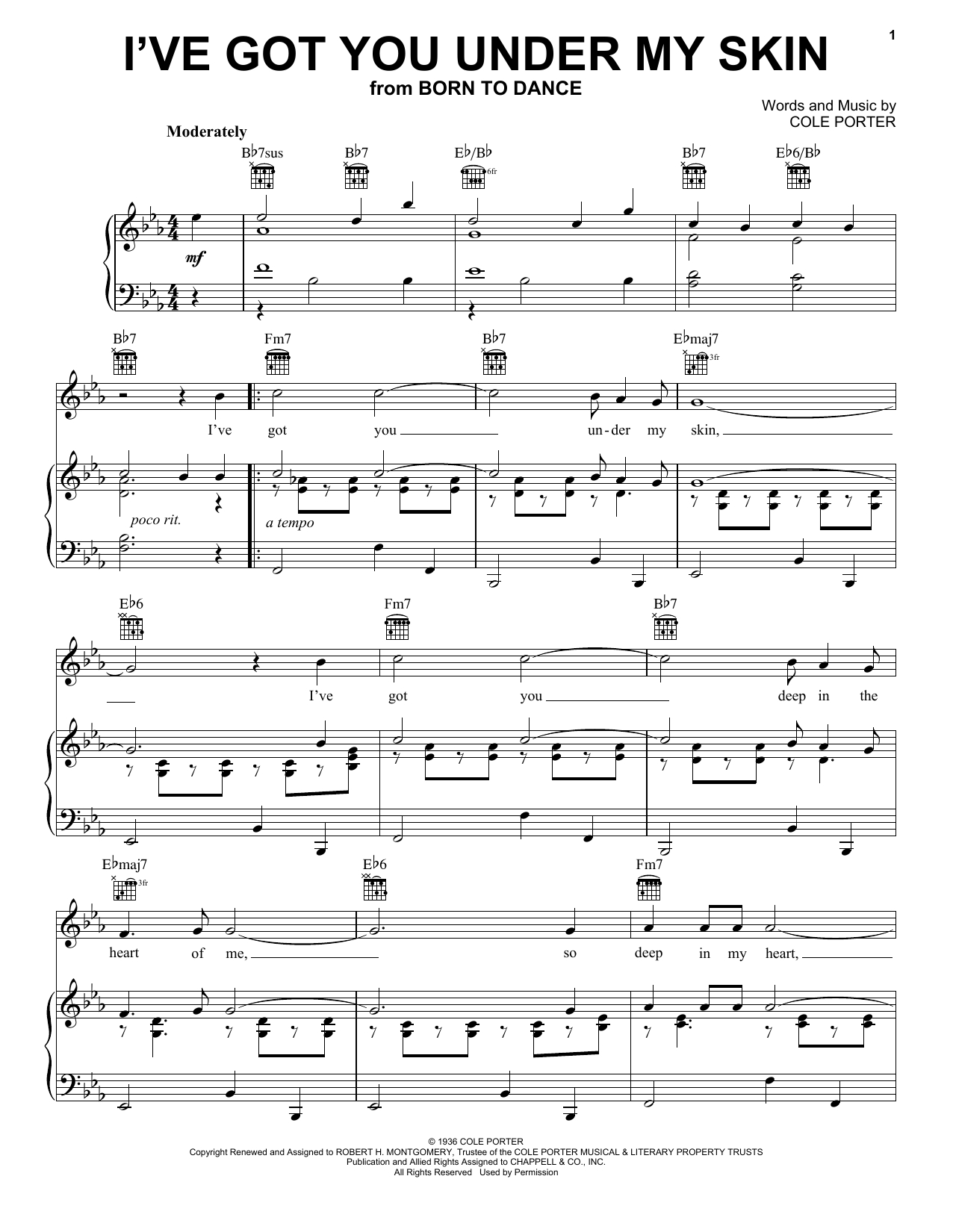 Frank Sinatra I've Got You Under My Skin sheet music notes printable PDF score