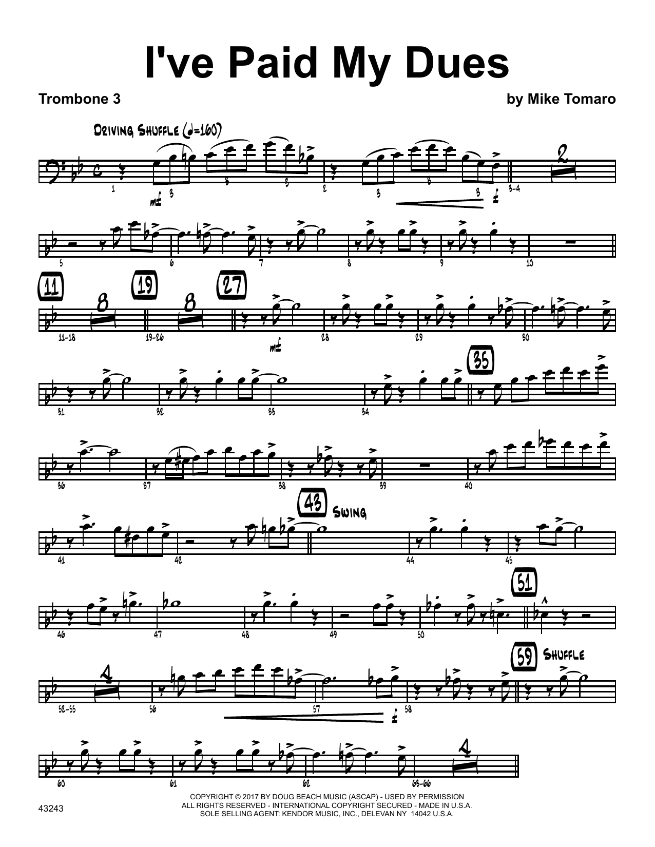Download Mike Tomaro I've Paid My Dues - 3rd Trombone Sheet Music