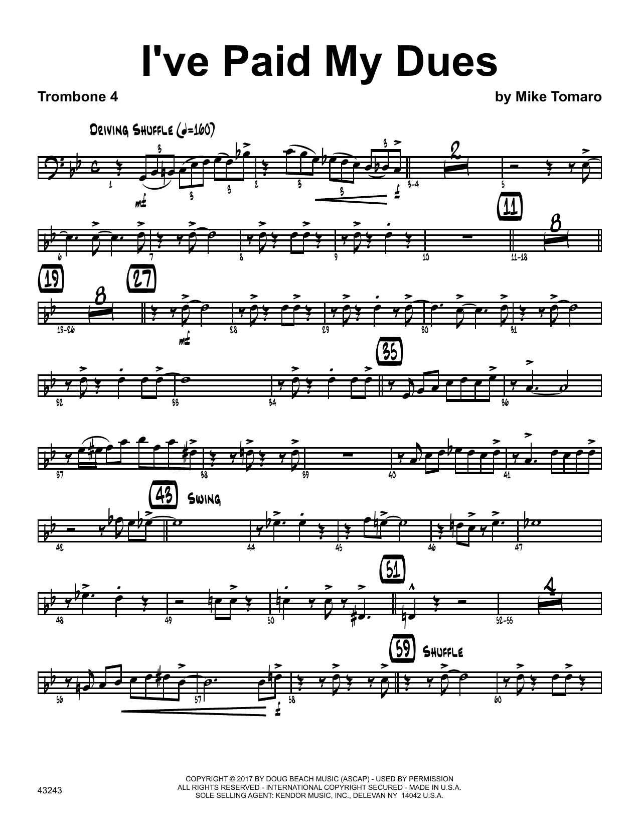 Download Mike Tomaro I've Paid My Dues - 4th Trombone Sheet Music